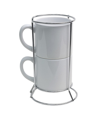 Kit Torre de 2 Xícaras com Suporte Metálico Personalizável